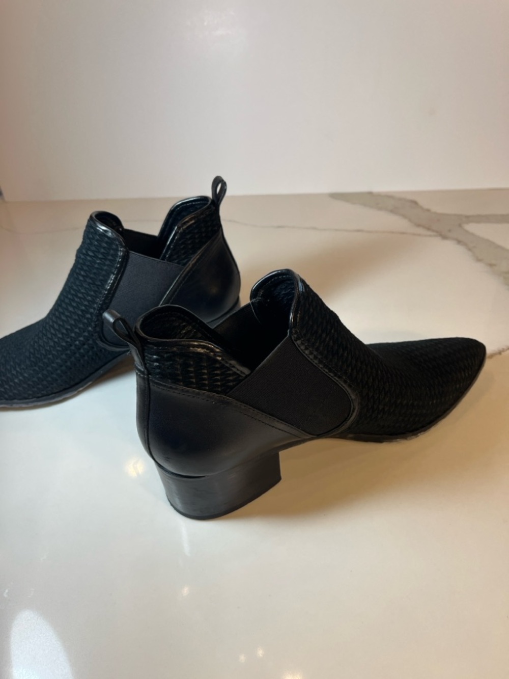 Donald J. Pliner Black Woven Leather Chelsea Ankle Boots - Picture 12 of 14